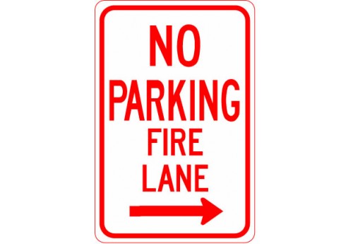 No Parking Fire Lane with Right Arrow Sign